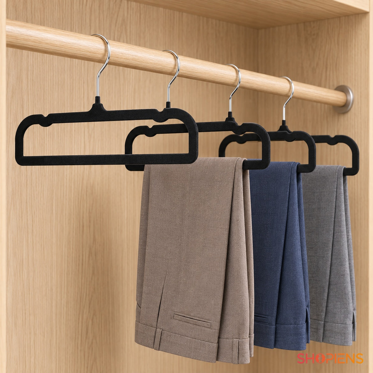 Set de 4 umerașe catifelate pentru pantaloni