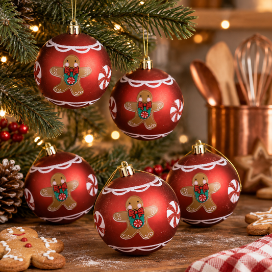 Set 6 Globuri Cu Oameni De Turta Dulce, 8 Cm - lifestyle principala - Shopiens