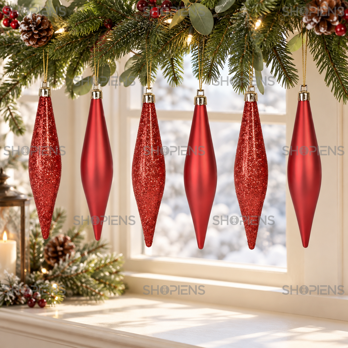 Set 6 Turturi Rosii Decorativi, Mat Si Glitter, 16 Cm - in folosinta 2 - Shopiens