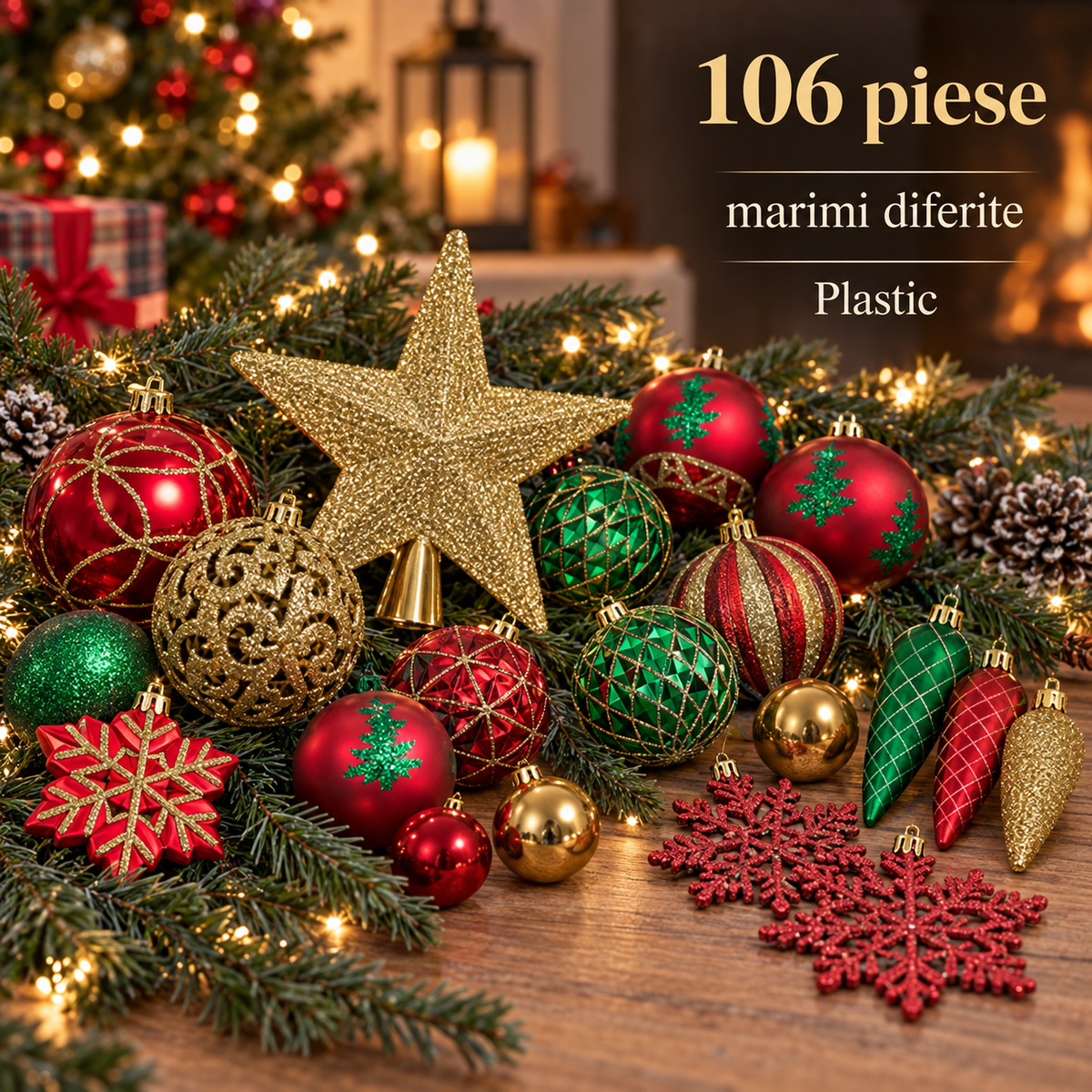 Set De 106 Ornamente Cu Varf - Magia Craciunului - specificatii - Shopiens