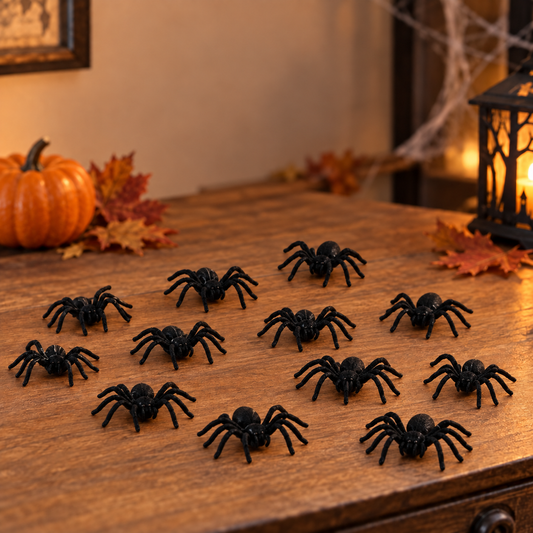 Set De 12 Paianjeni Negri Pentru Decor, 5 Cm - Shopiens
