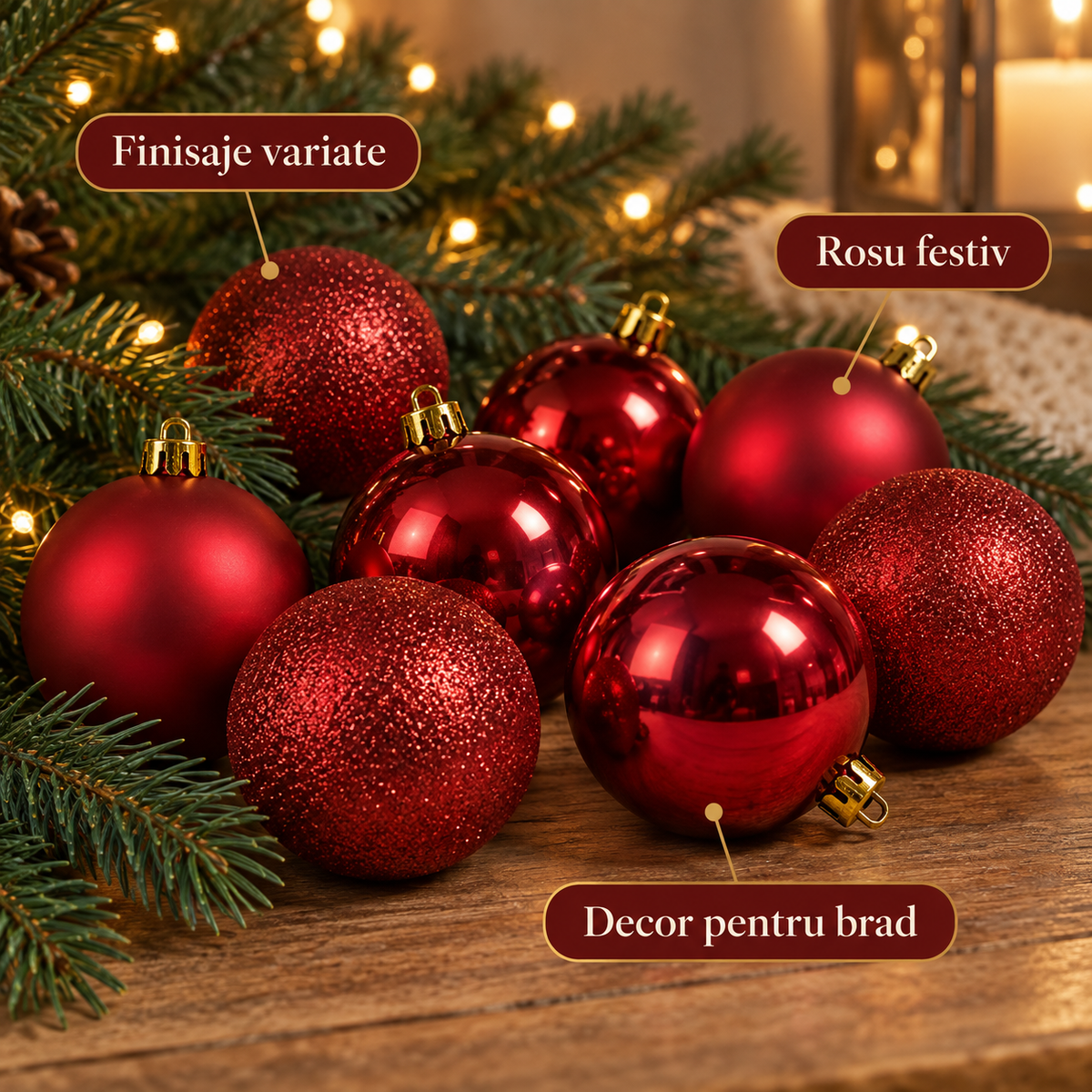 Set De 30 Globuri Rosii De 7 Cm, Eleganta De Craciun - avantaje - Shopiens