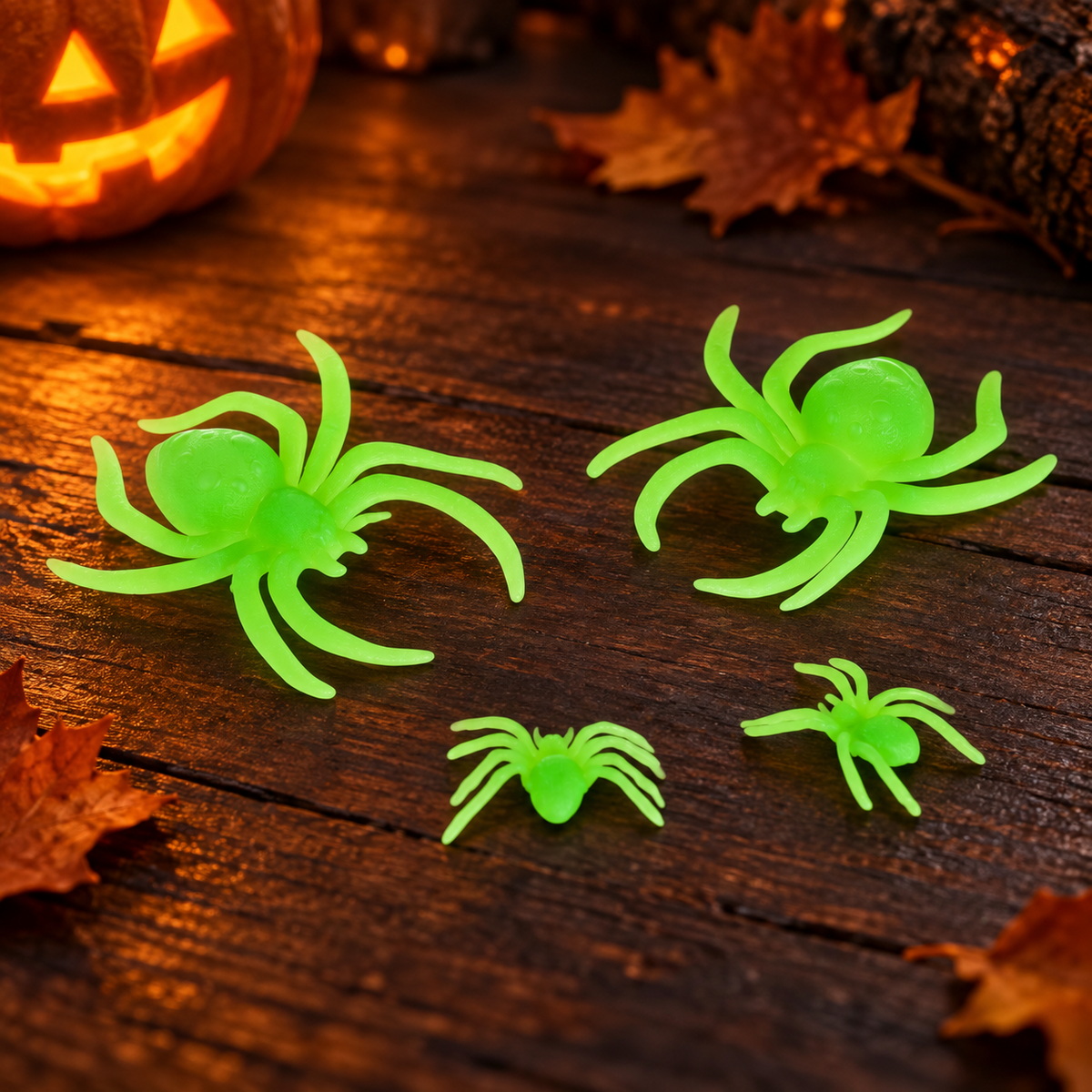 Set De 4 Paianjeni Fosforescenti Pentru Halloween - Shopiens