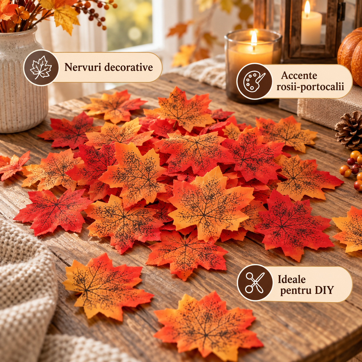 Set De 50 Frunze Decorative Pentru Aranjamente De Toamna - avantaje - Shopiens
