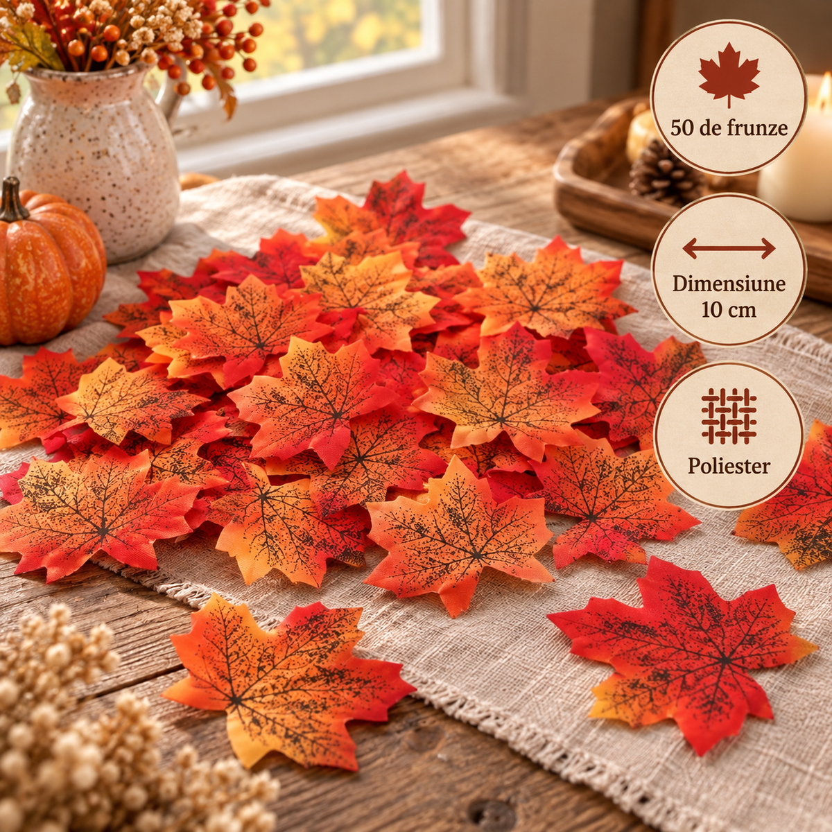 Set De 50 Frunze Decorative Pentru Aranjamente De Toamna - specificatii - Shopiens