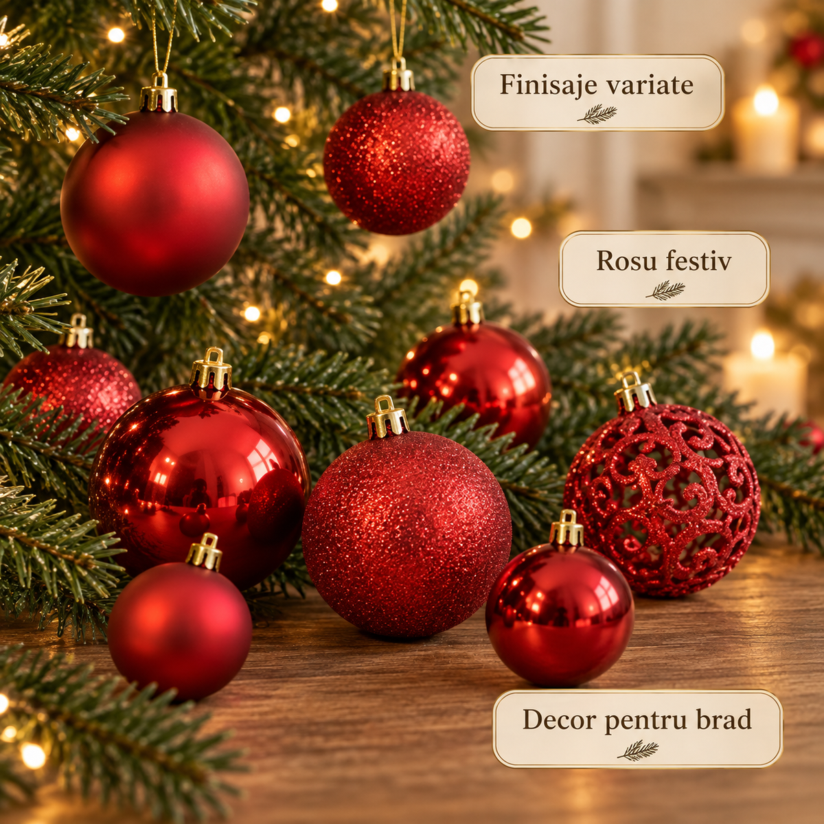 Set De 50 Globuri Rosii Pentru Un Brad Festiv - avantaje - Shopiens