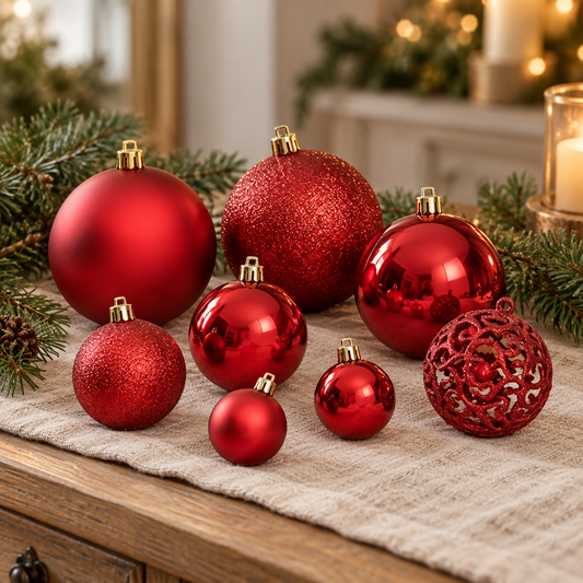 Set De 50 Globuri Rosii Pentru Un Brad Festiv - lifestyle principala - Shopiens