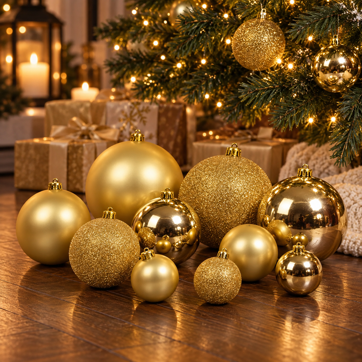 Set De 54 Globuri Aurii Pentru Un Brad Luminos - lifestyle principala - Shopiens