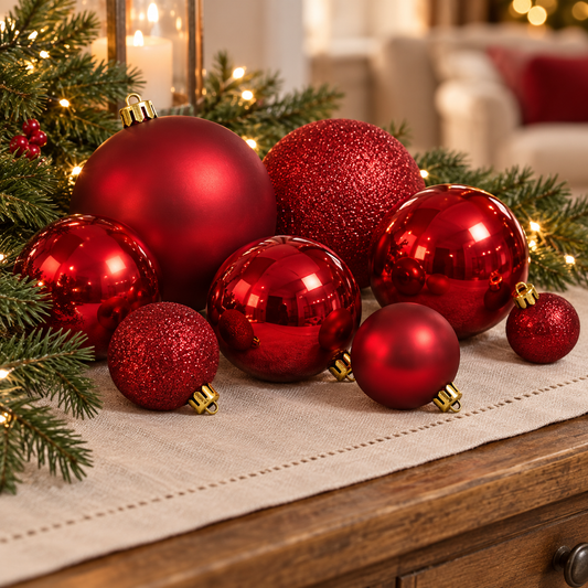 Set De 54 Globuri Rosii In Patru Marimi, Decor Festiv - lifestyle principala - Shopiens