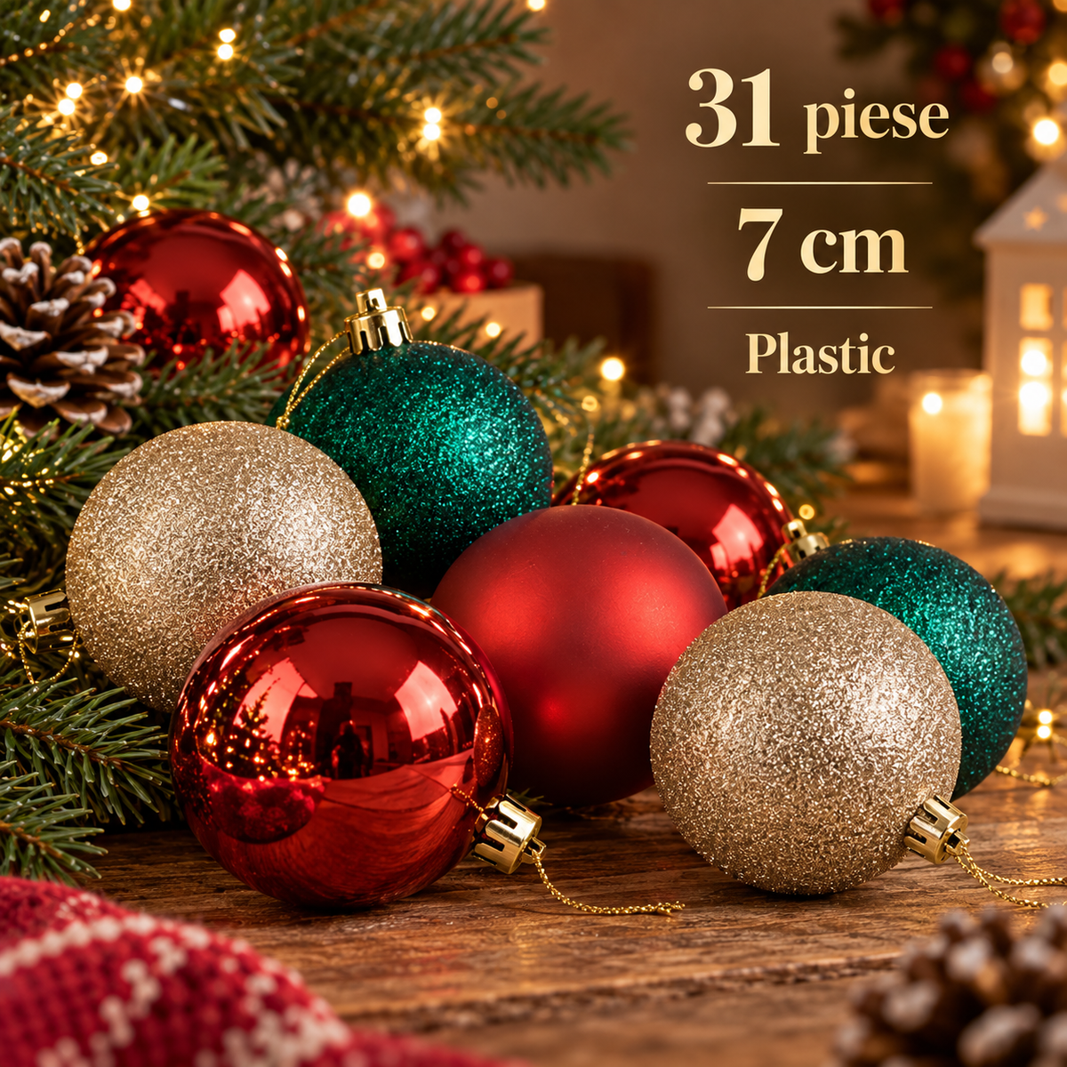 Set Festiv Rosu, Verde Si Auriu - 31 Piese - specificatii - Shopiens