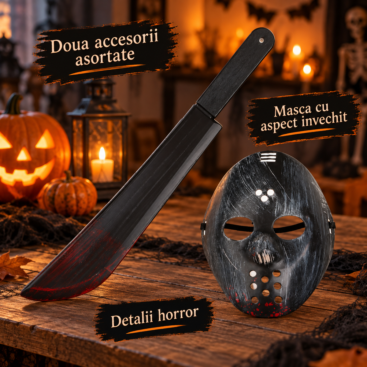 Set Horror Cu Masca Si Cutit Decorativ, Halloween - avantaje - Shopiens