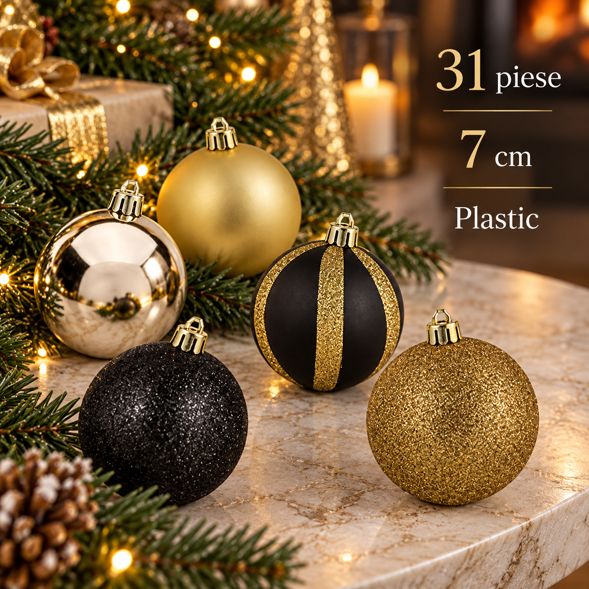 Set Negru Si Auriu Cu Beteala - 31 De Piese - specificatii - Shopiens