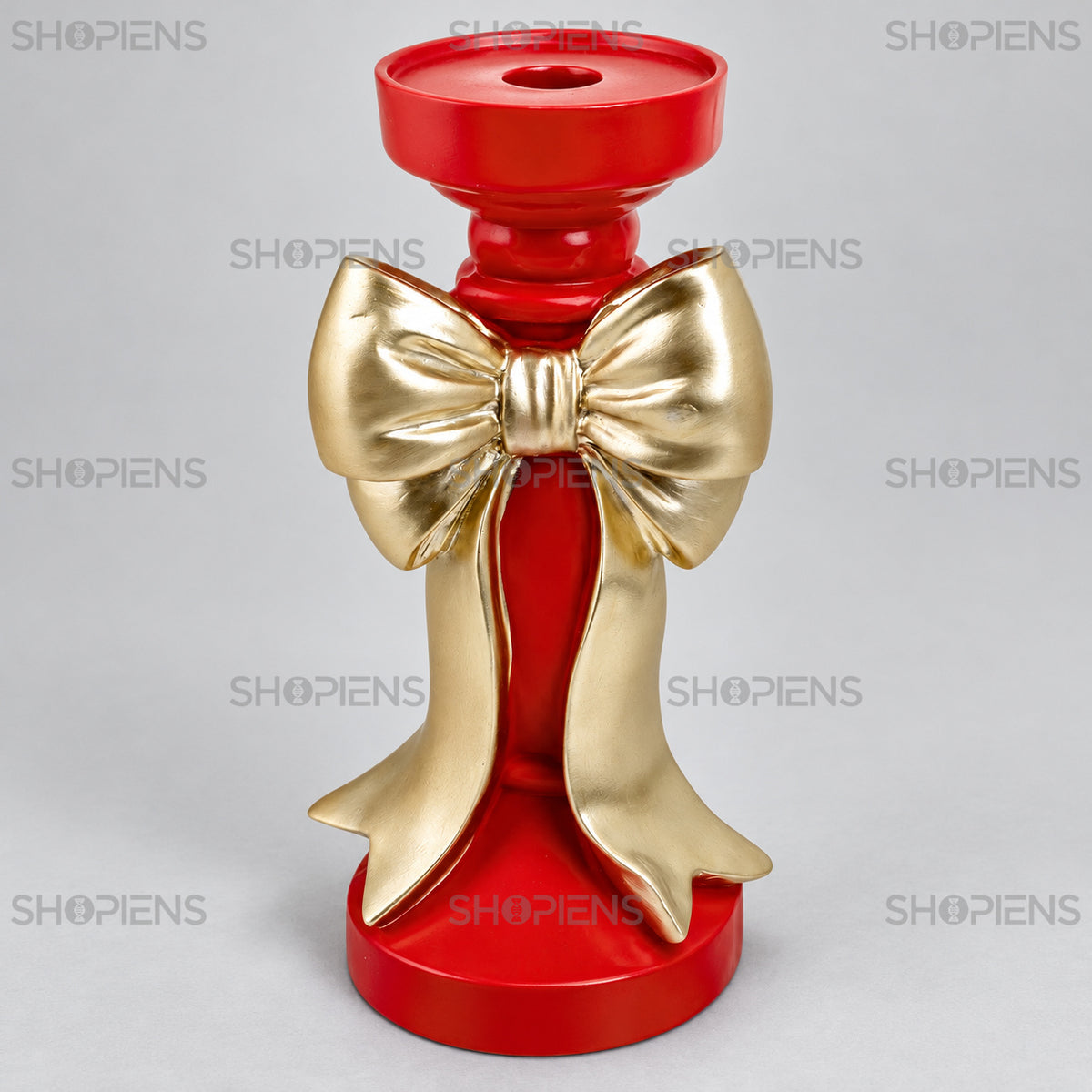 Sfeșnic de Crăciun roșu cu fundă aurie, 25 cm | Shopiens