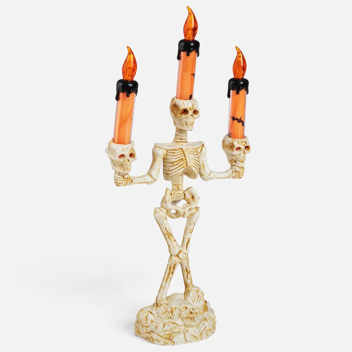 Sfesnic Schelet Cu Trei Lumanari LED, Halloween 28 Cm - Shopiens
