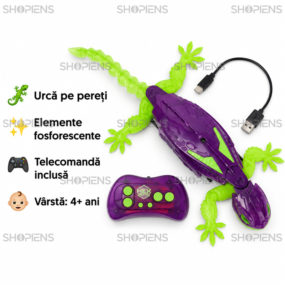 Șopârlă interactivă fosforescentă cu telecomandă | Shopiens
