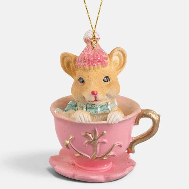 Șoricel în ceașcă roz cu mâner auriu, 8,5 cm, vedere produs | Shopiens®