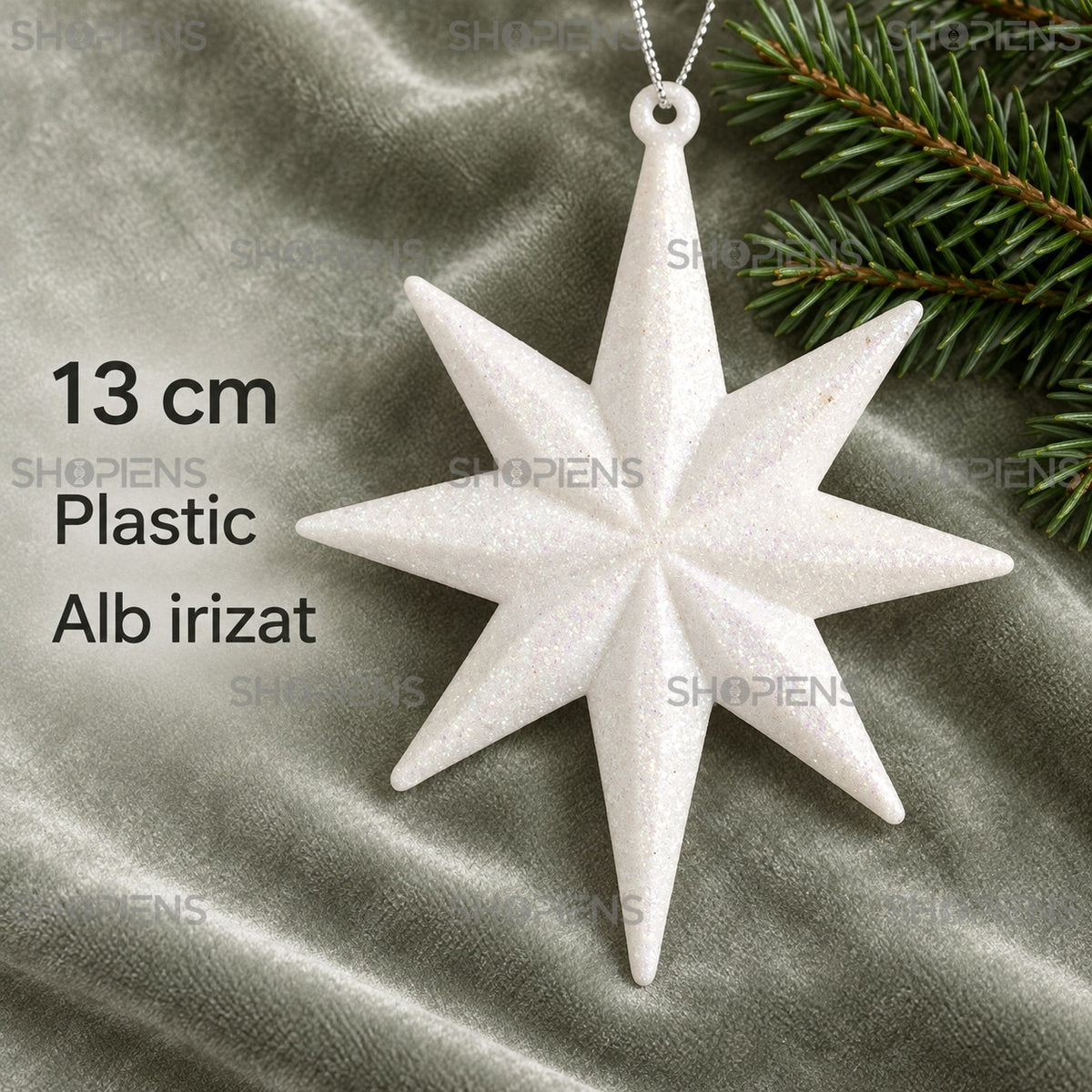 Stea albă de 13 cm din plastic – specificații – Shopiens