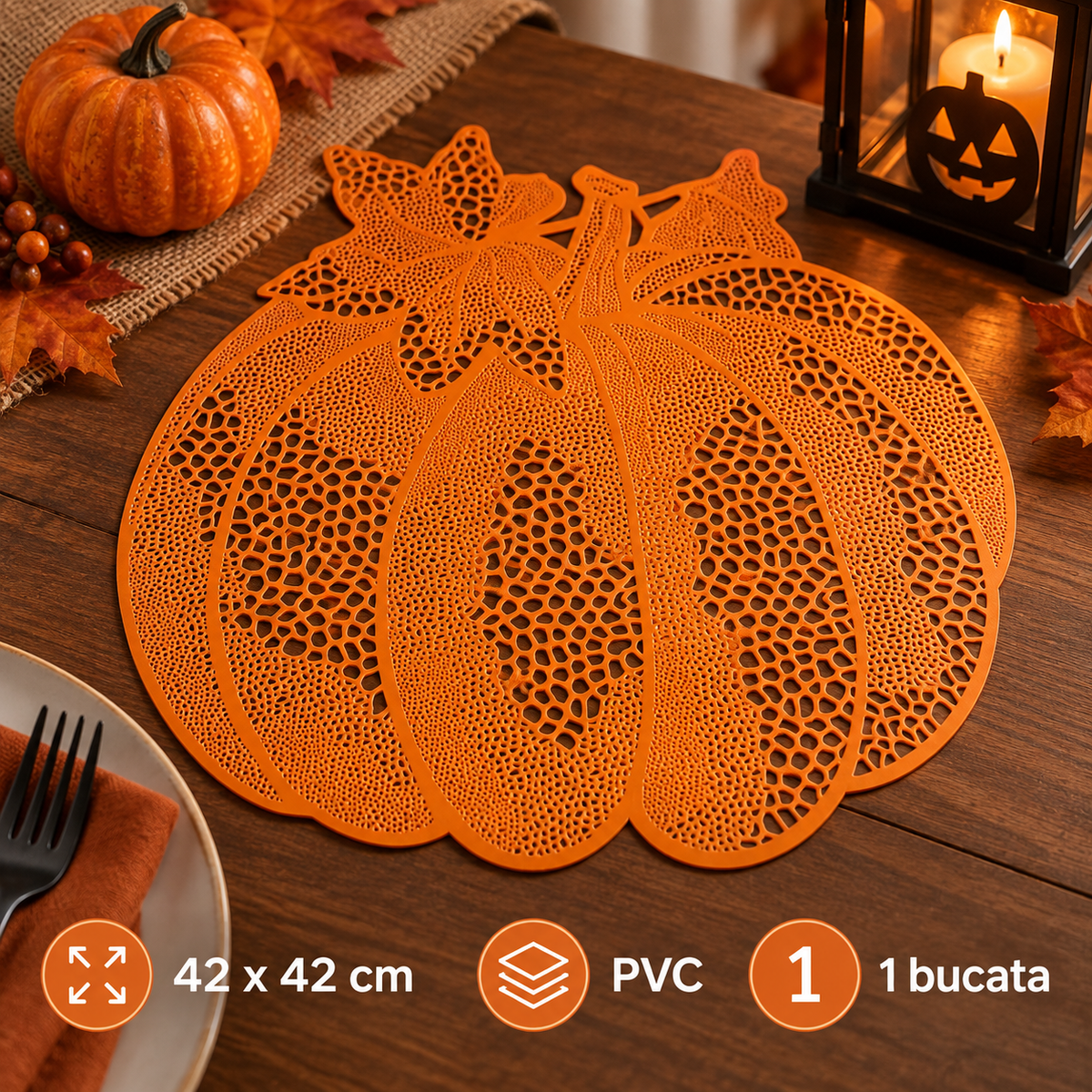 Suport Dovleac Perforat Din PVC, Portocaliu, 42 Cm - specificatii - Shopiens