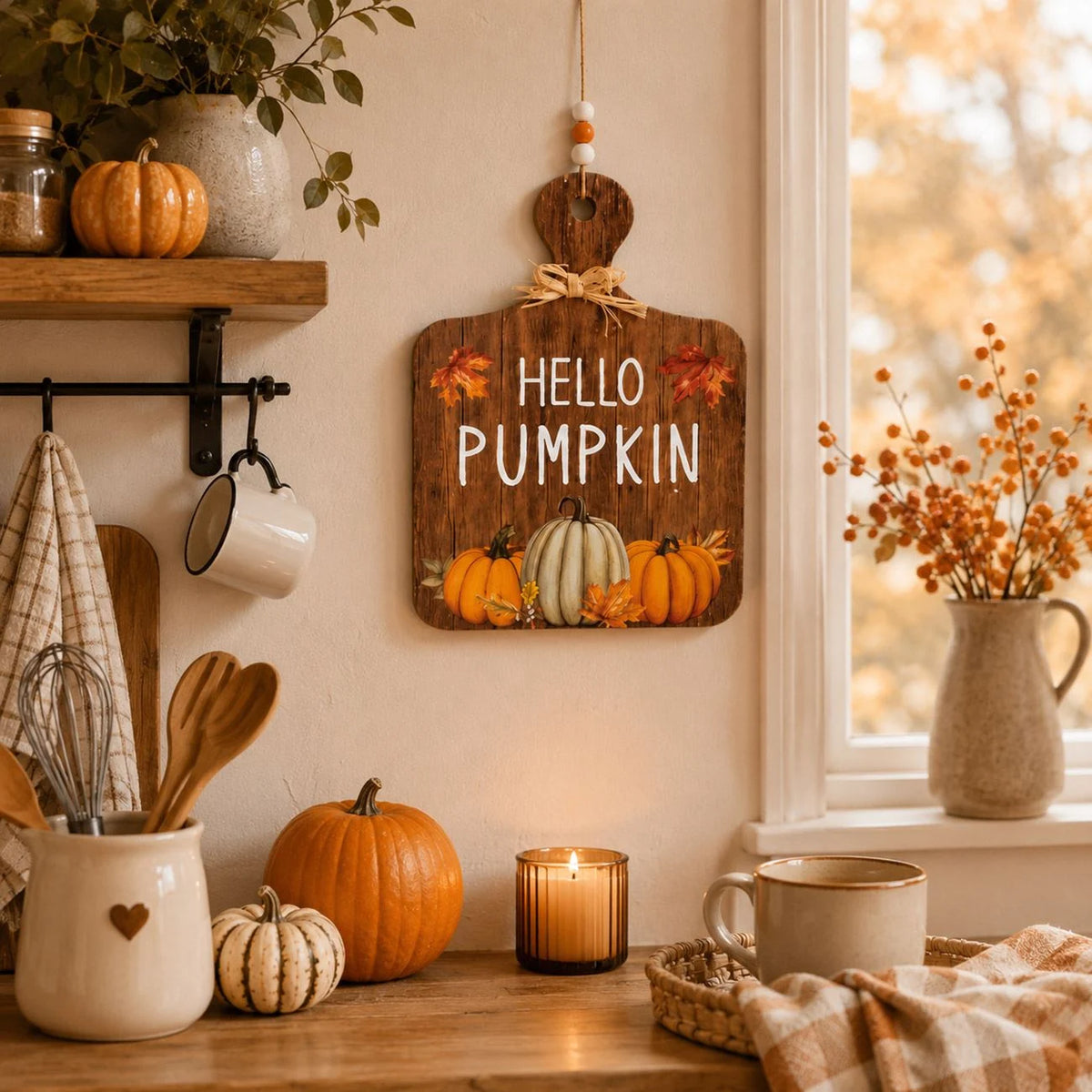 Tablita De Toamna Hello Pumpkin Cu Snur Si Margele - in folosinta 1 - Shopiens