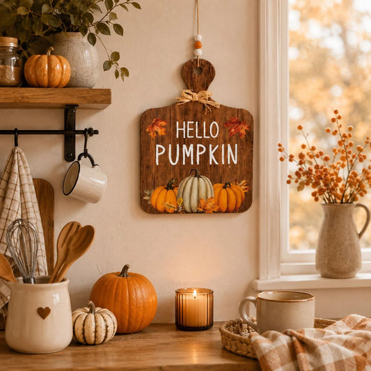 Tablita De Toamna Hello Pumpkin Cu Snur Si Margele - in folosinta 1 - Shopiens