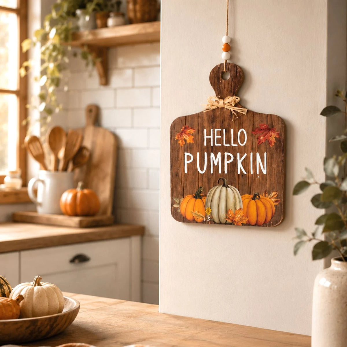 Tablita De Toamna Hello Pumpkin Cu Snur Si Margele - lifestyle principala - Shopiens