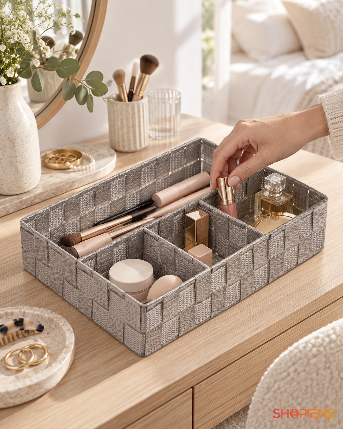Tăviță Organizatoare Taupe cu 4 Spații, 33 cm