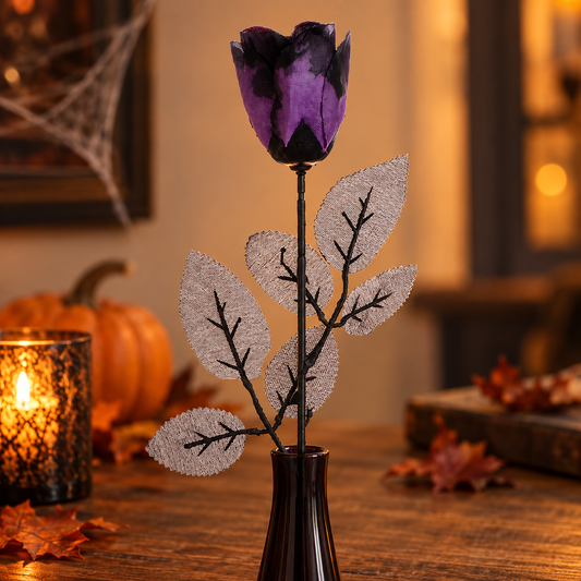 Trandafir Artificial Negru-Mov Pentru Decor Gotic, 47 Cm - Shopiens