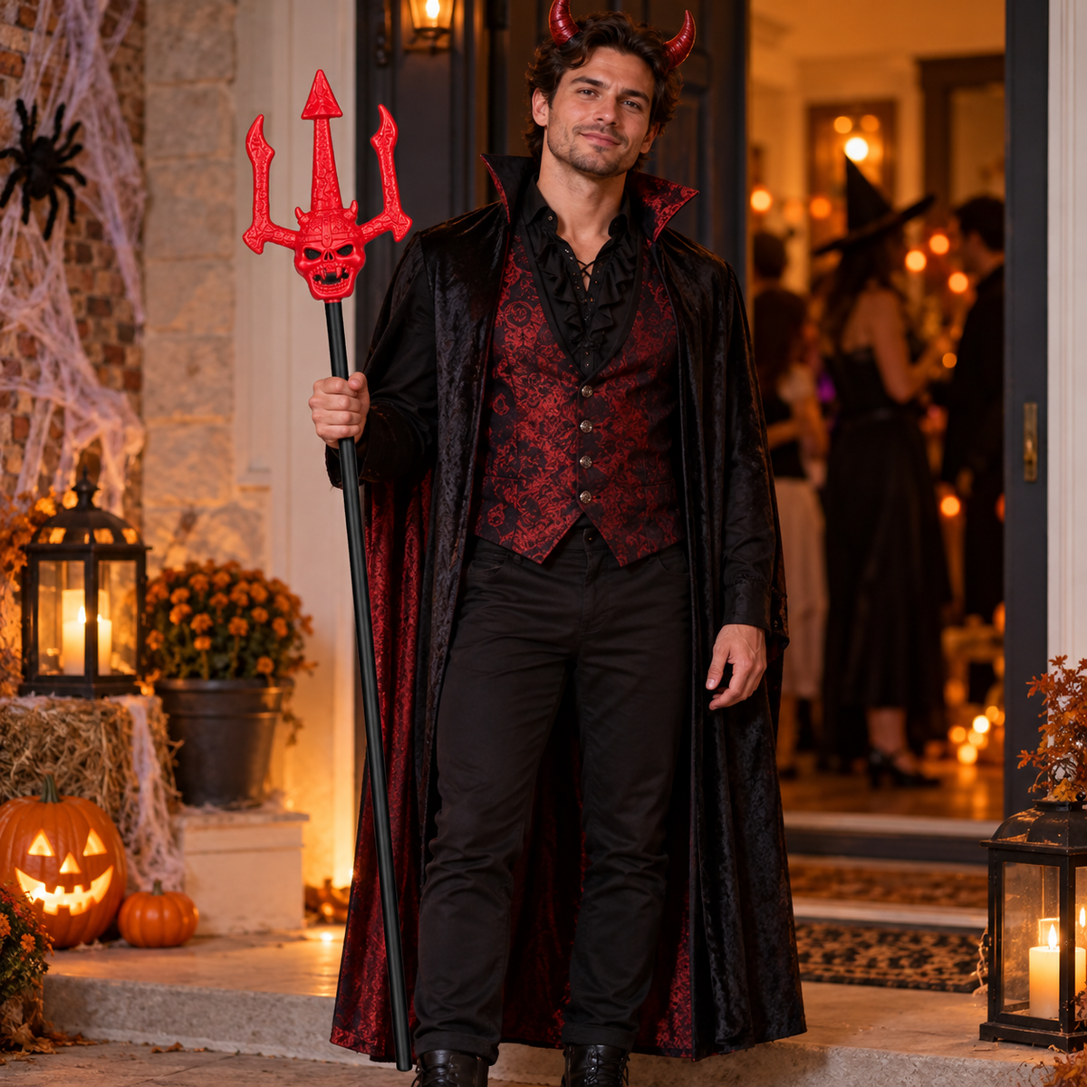 Trident Rosu Cu Craniu Pentru Costum, 127 Cm - in folosinta 1 - Shopiens