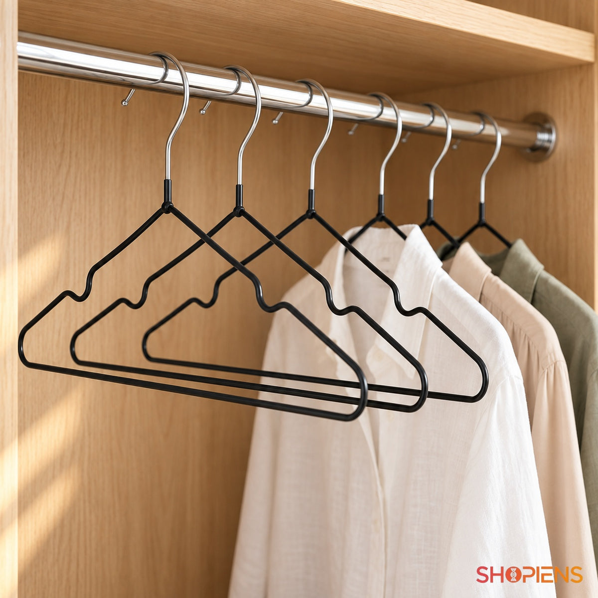 Umerașe metalice negre cu PVC, set de 6