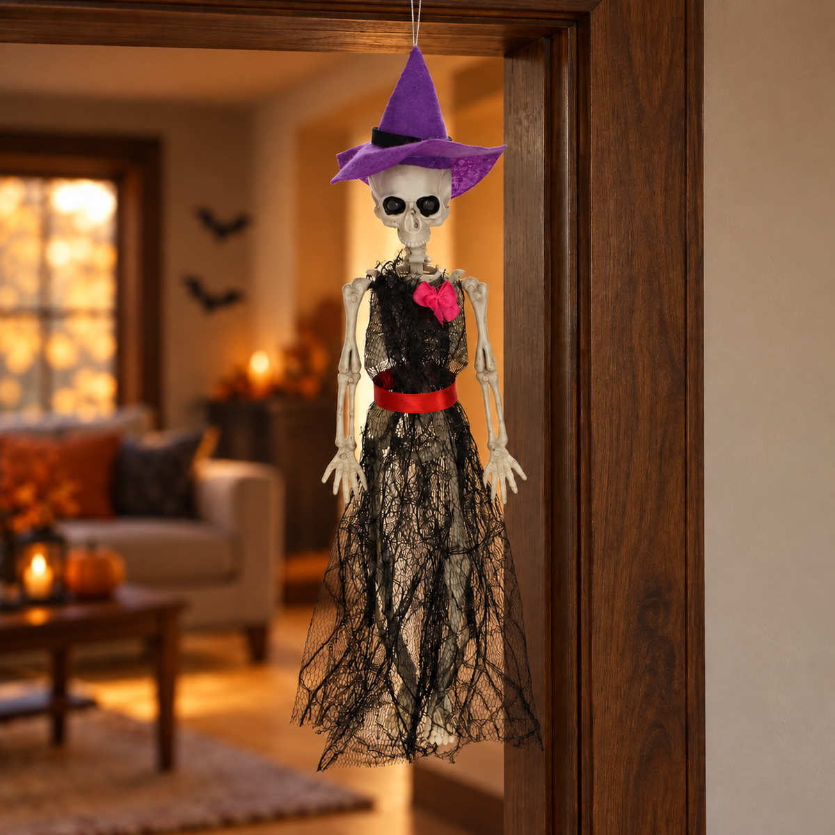 Vrajitoare Schelet Cu Rochie Din Dantela, Halloween 33 Cm - Shopiens