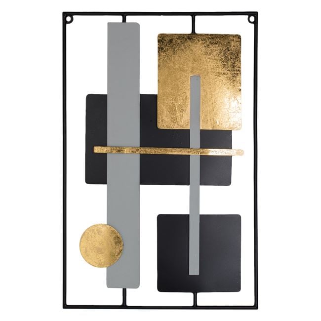 Tablou metalic abstract negru, gri și auriu, 40x60 cm Shopiens – pe fundal alb