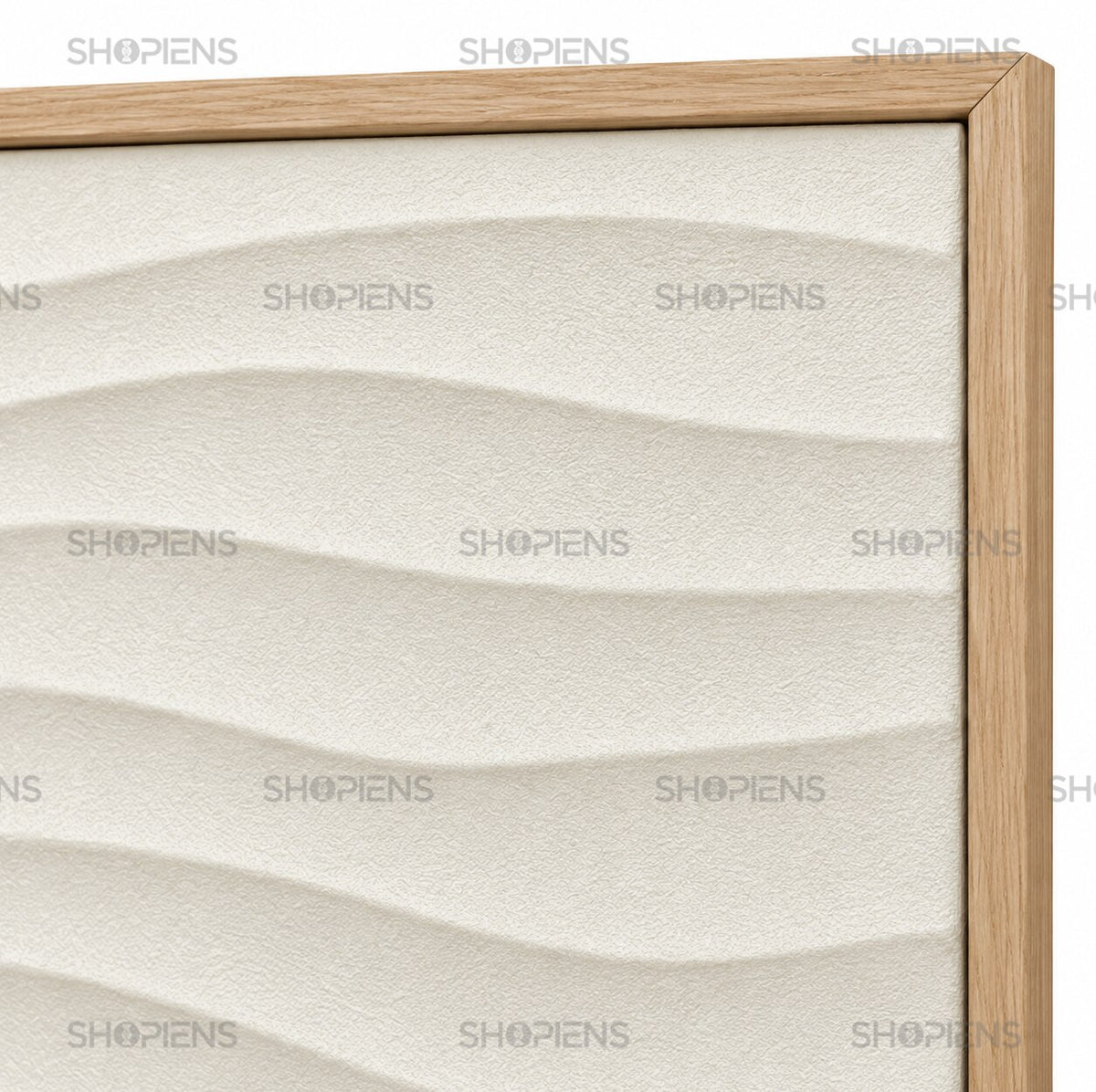 Tablou zen cu valuri 3D în relief, bej cu efect de nisip, 52x52 cm Shopiens – detaliu textură valuri cu efect de nisip