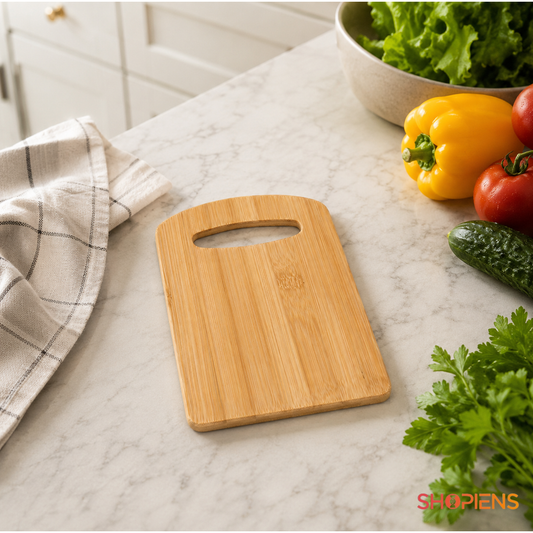 Tocator compact din bambus, pentru fructe si legume, 19cm x 13.5cm x 1cm