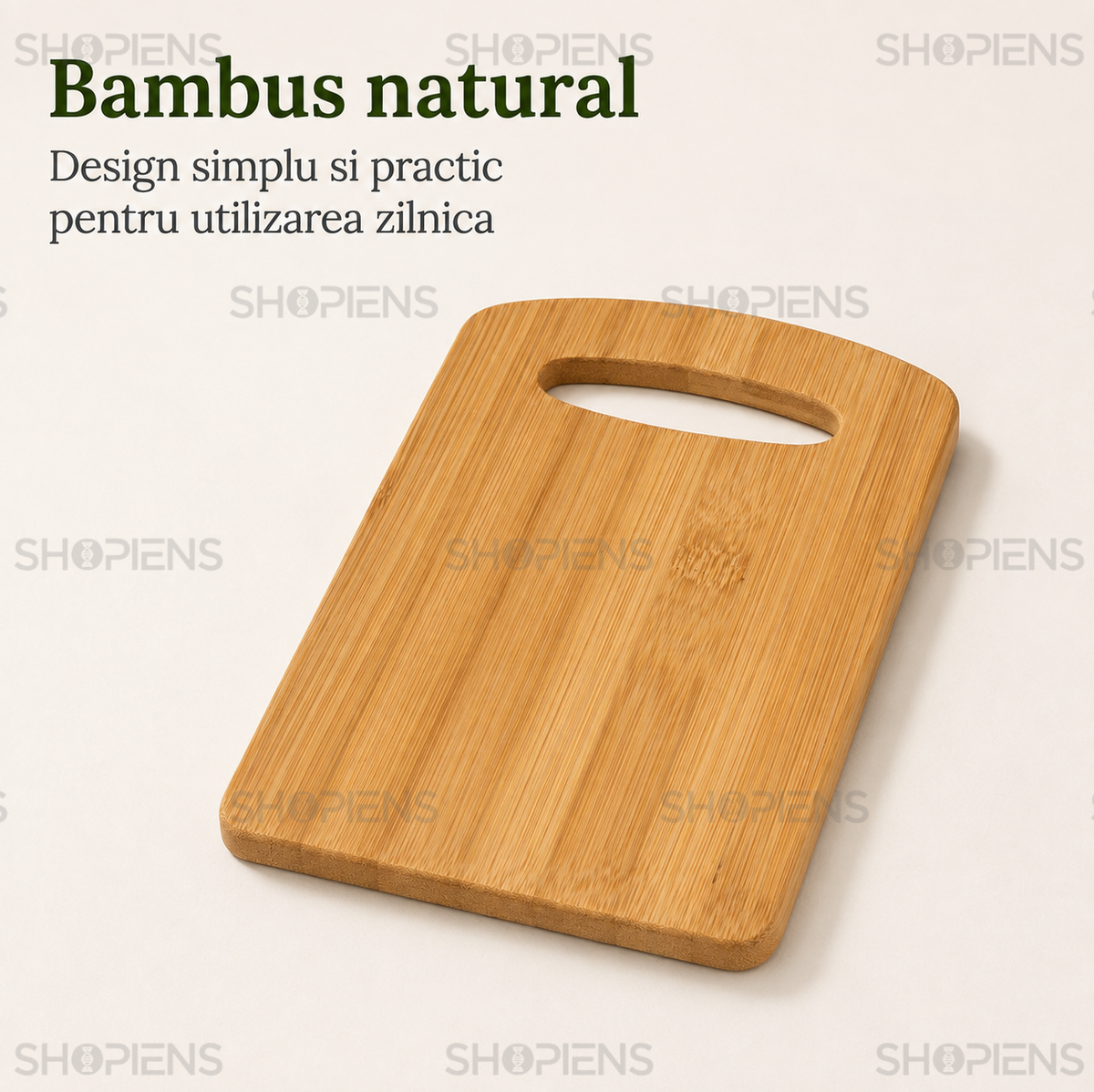 Tocator compact din bambus, pentru fructe si legume, 19cm x 13.5cm x 1cm