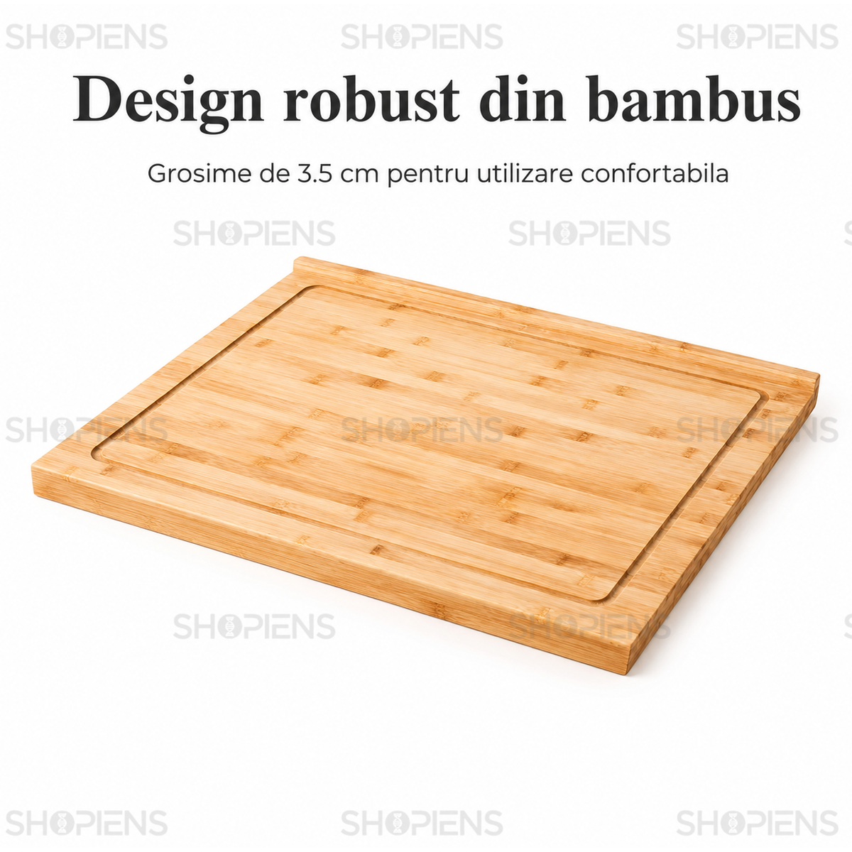 Tocator extra mare din bambus, cu sant perimetral, 54cm x 46cm x 3.5cm