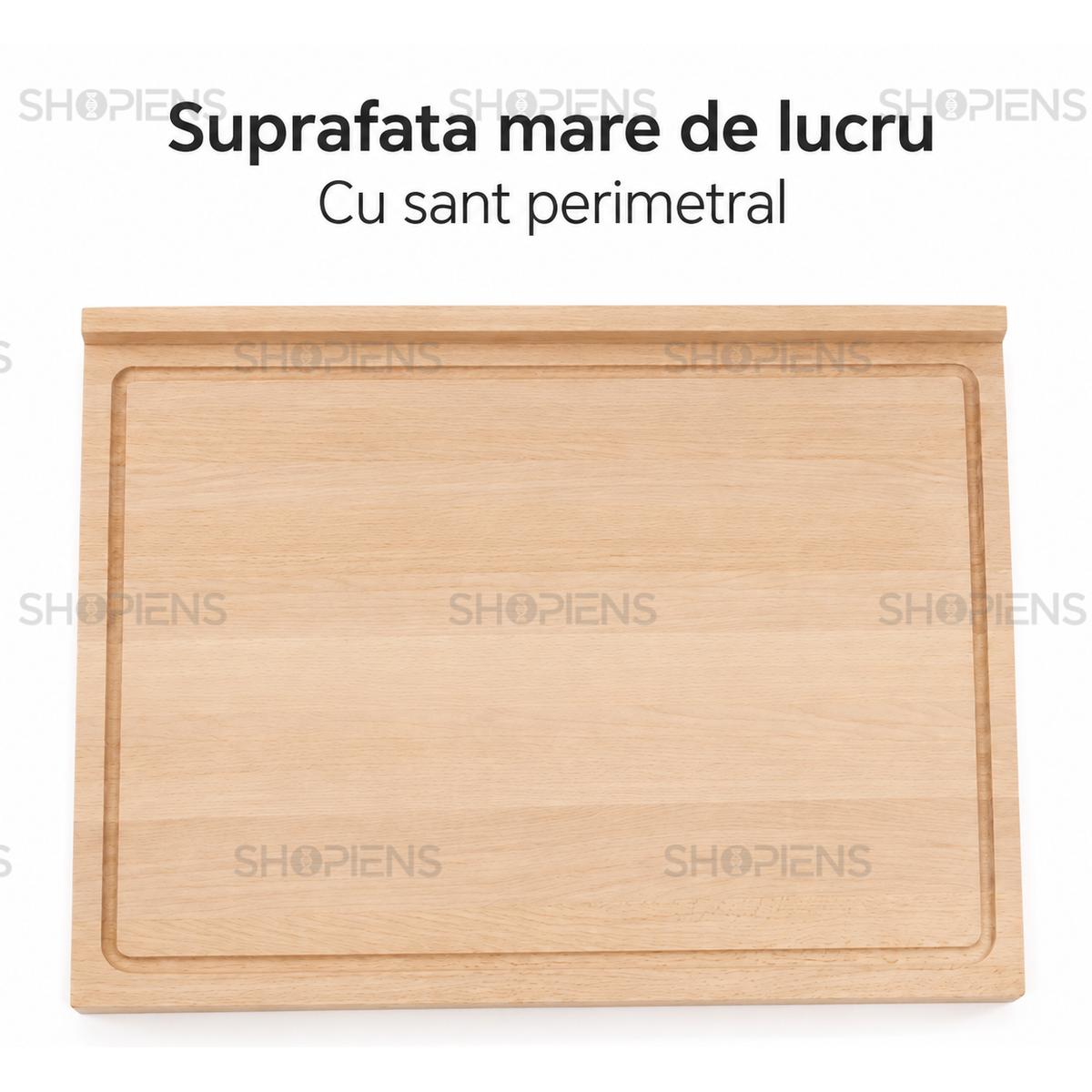 Tocator gros pentru paine din lemn de fag, cu sant perimetral, 50cm x 41.2cm x 4.6cm