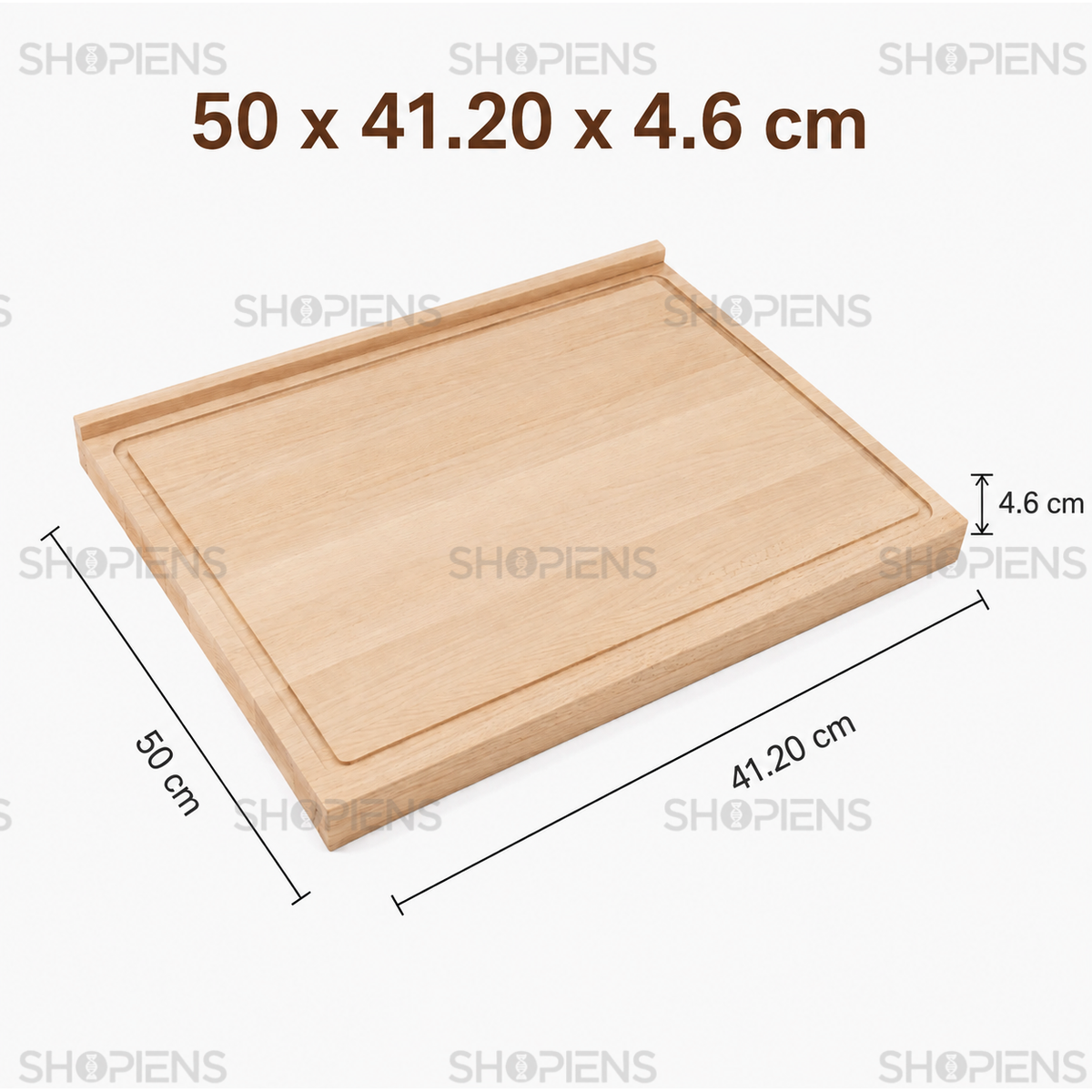 Tocator gros pentru paine din lemn de fag, cu sant perimetral, 50cm x 41.2cm x 4.6cm