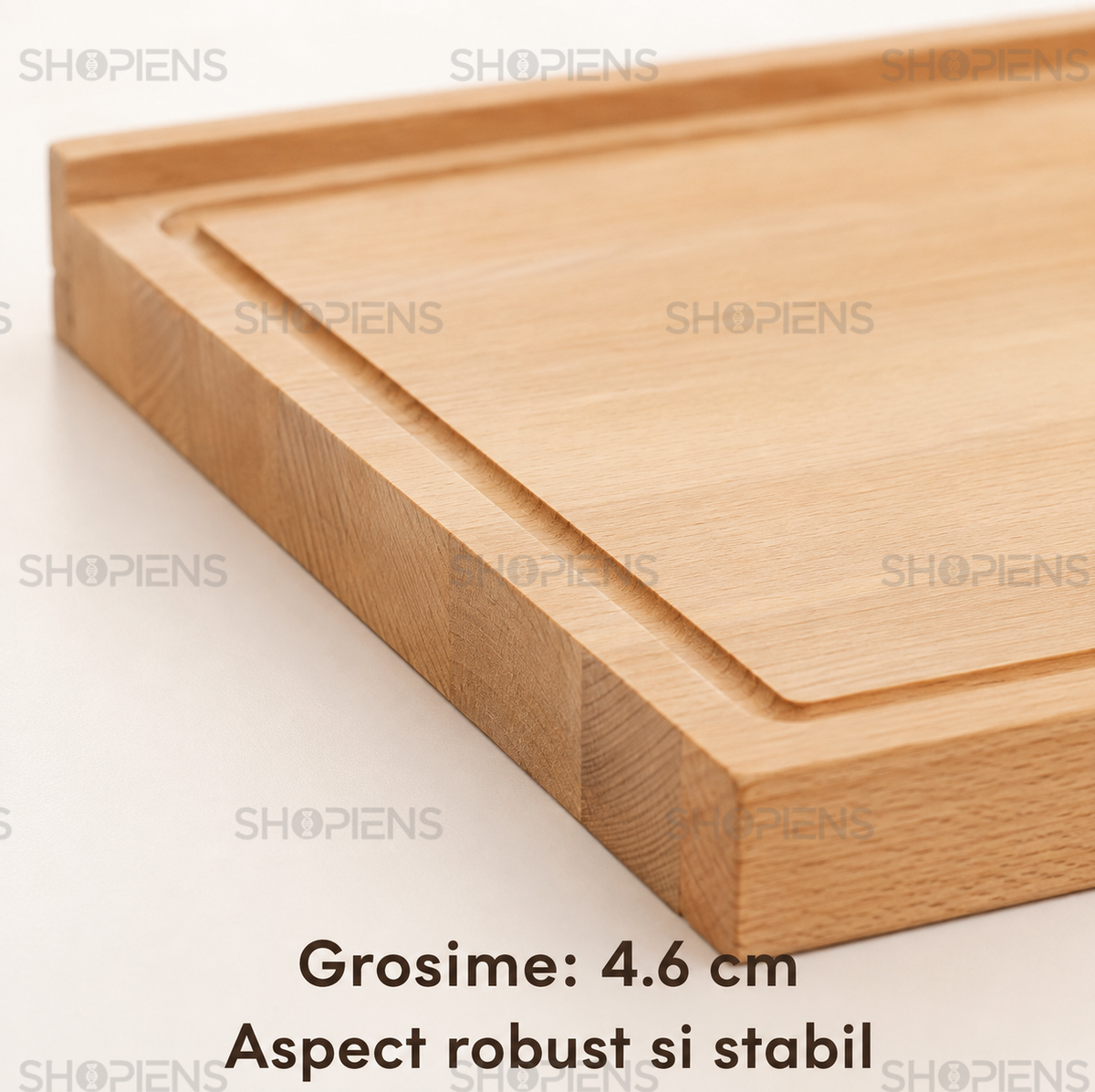 Tocator gros pentru paine din lemn de fag, cu sant perimetral, 50cm x 41.2cm x 4.6cm