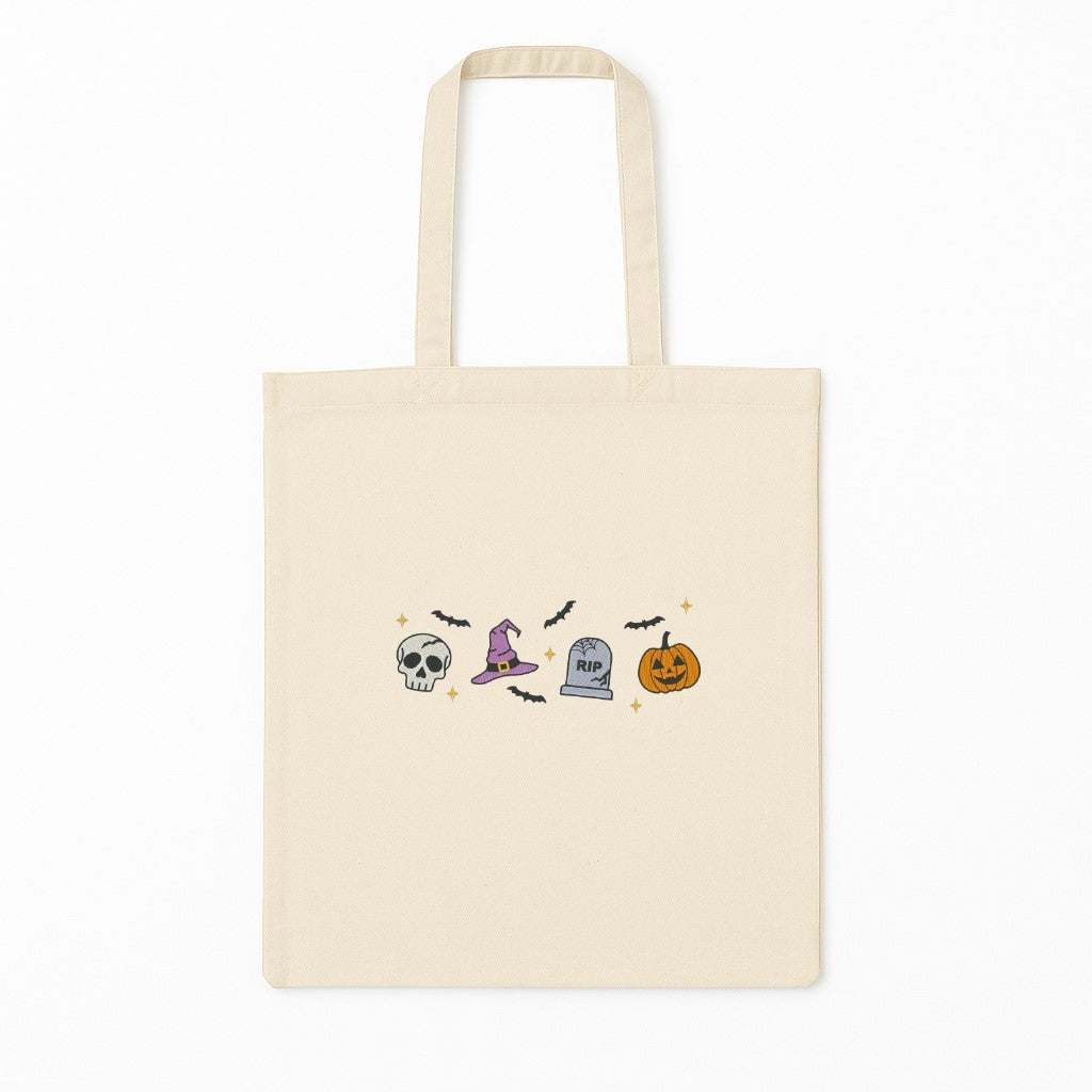 Tote Bag Brodat Halloween Icons