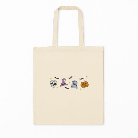 Tote Bag Brodat Halloween Icons