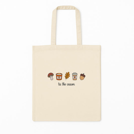 Tote Bag Brodat Tis The Season Cu Elemente Toamna